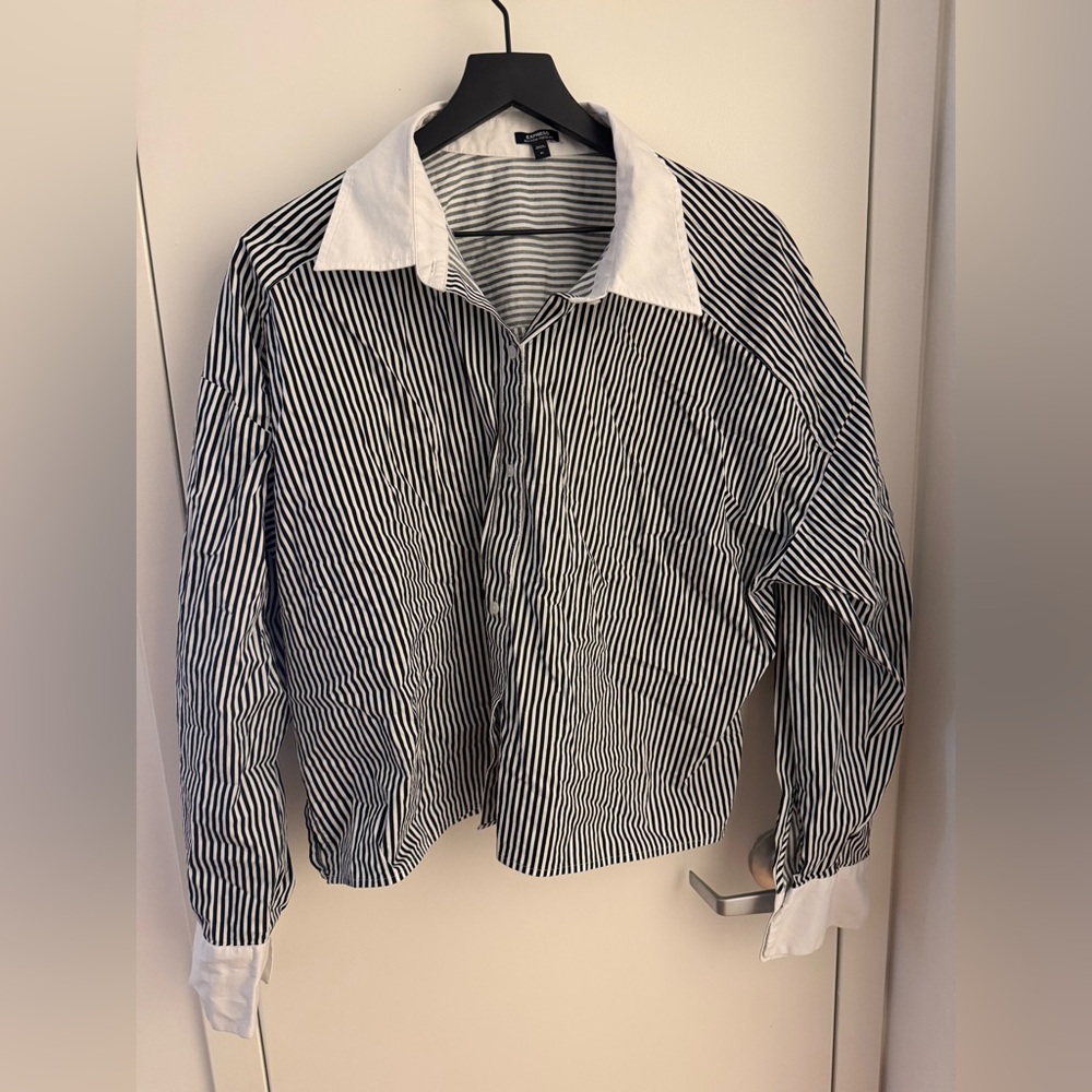 EUC Express Monochrome Striped Boyfriend Shirt